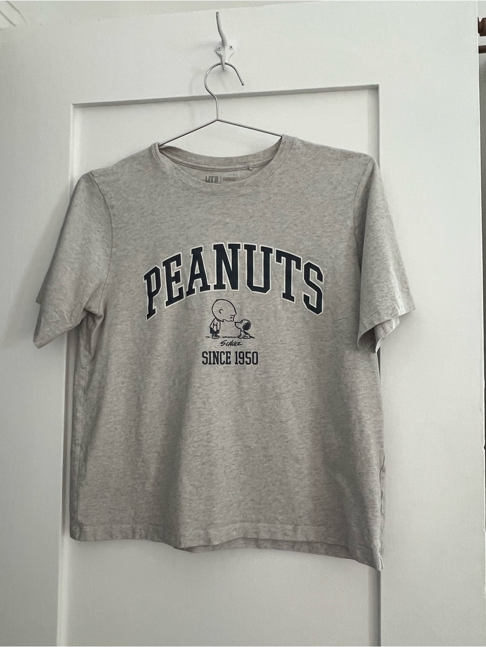 Peanuts Light Gray Tee with Navy Graphic